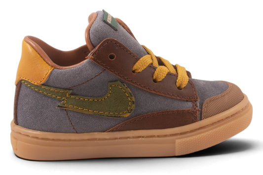 Rubber Tip Blauw Nubuck Groen Streep Opzij