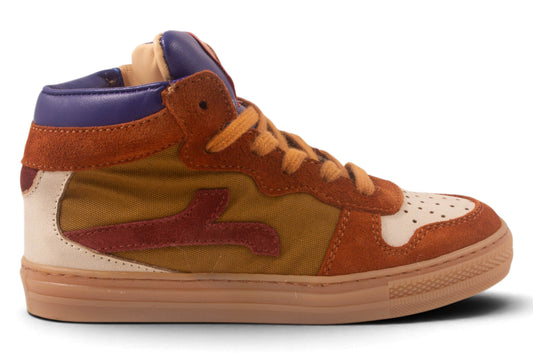 Groot Wit Leder Bruin Nubuck Tip Kaki Tela Rood Streep Opzij