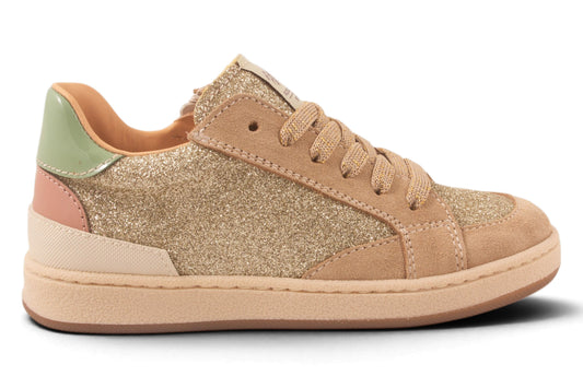 Beige Nubuck Goud Glitter