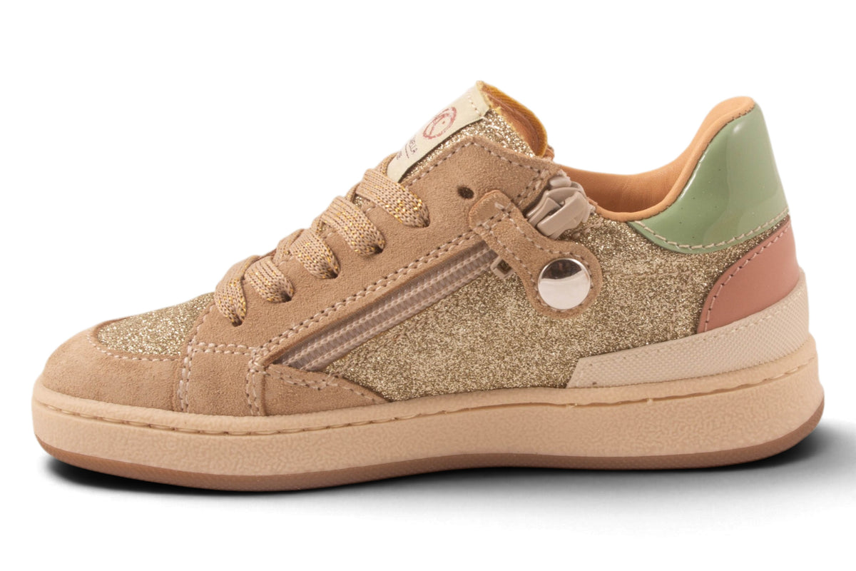 Beige Nubuck Goud Glitter