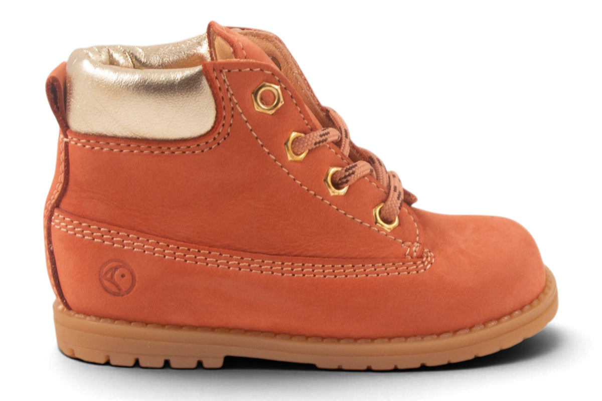 Bottine Oranje Nubuck Goud Rand