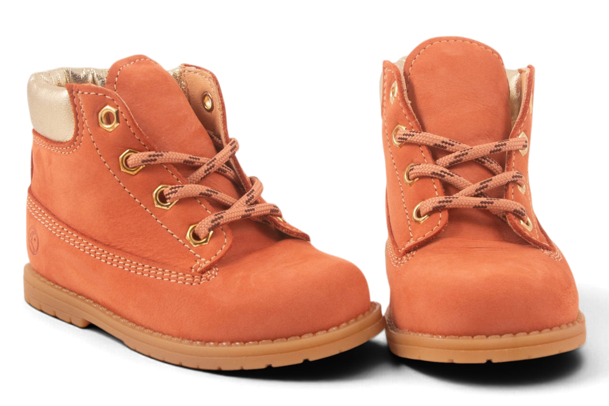 Bottine Oranje Nubuck Goud Rand