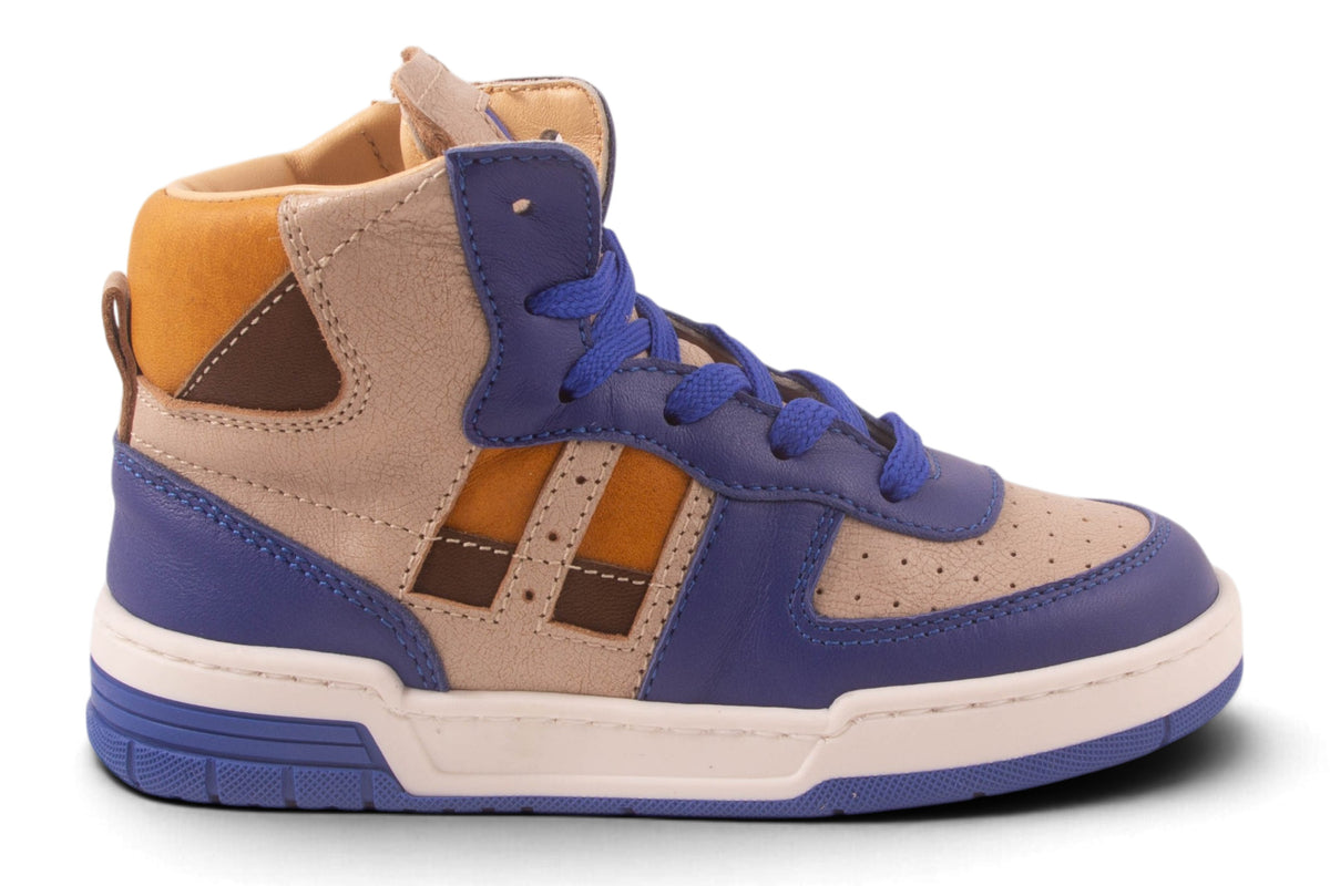 Groot Grijs Leder Felblauw Tip 2 Streep Bruin