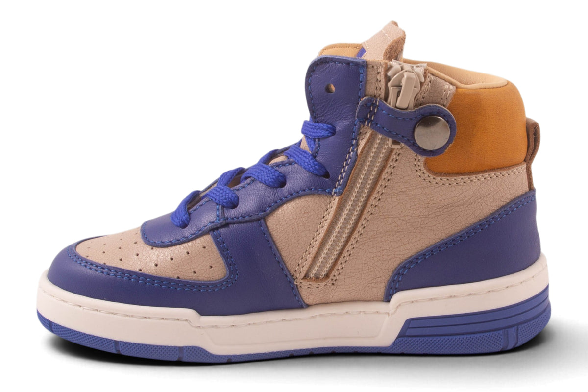 Groot Grijs Leder Felblauw Tip 2 Streep Bruin