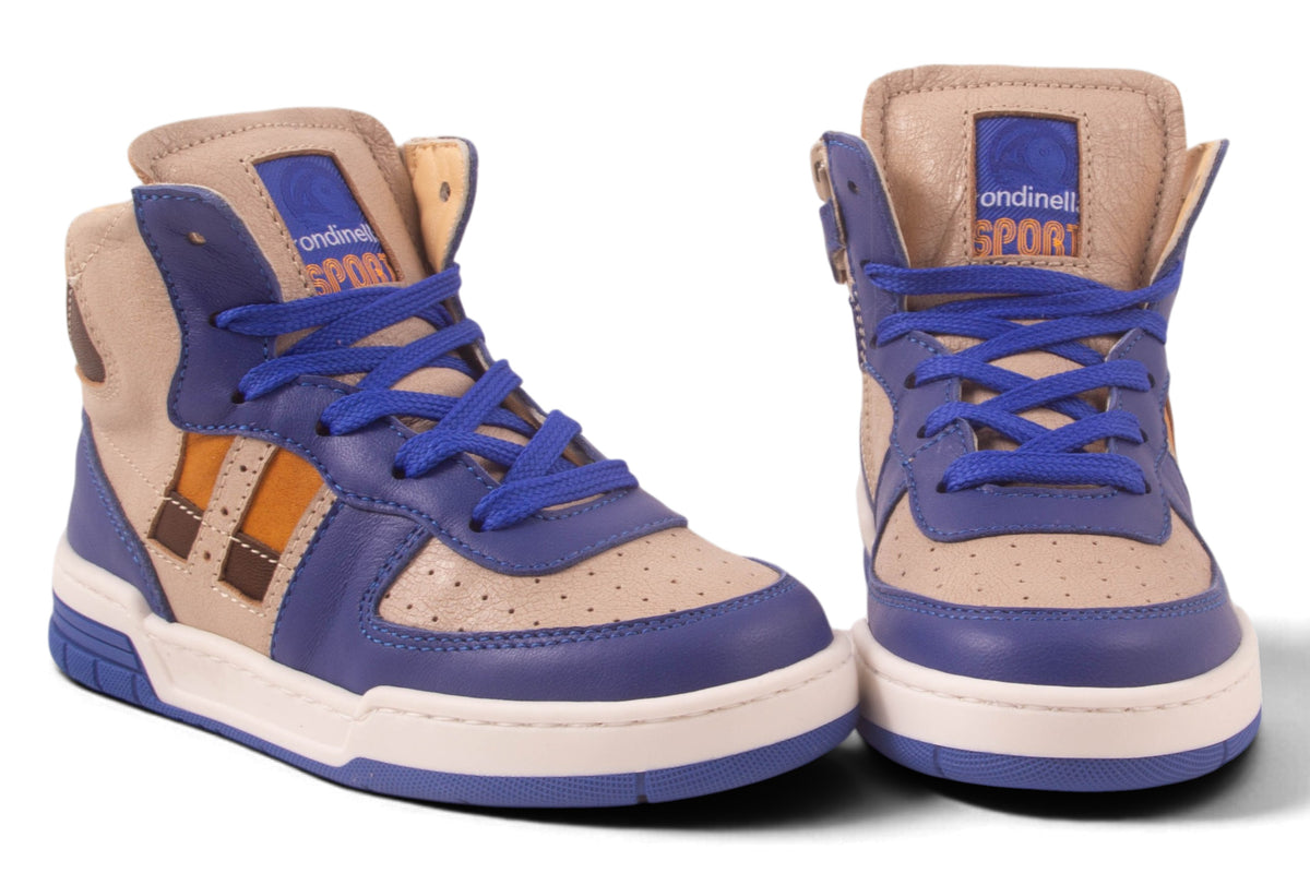 Groot Grijs Leder Felblauw Tip 2 Streep Bruin