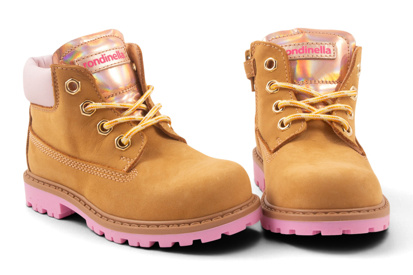 Bottine Groot Oker Nubuck Roze Zool