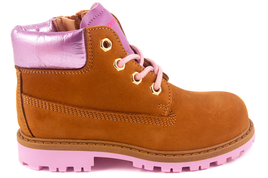 Veterschoen Groot Bottine Oker Nubuck Roze Zool