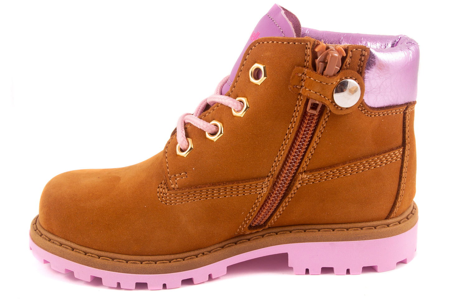 Veterschoen Groot Bottine Oker Nubuck Roze Zool
