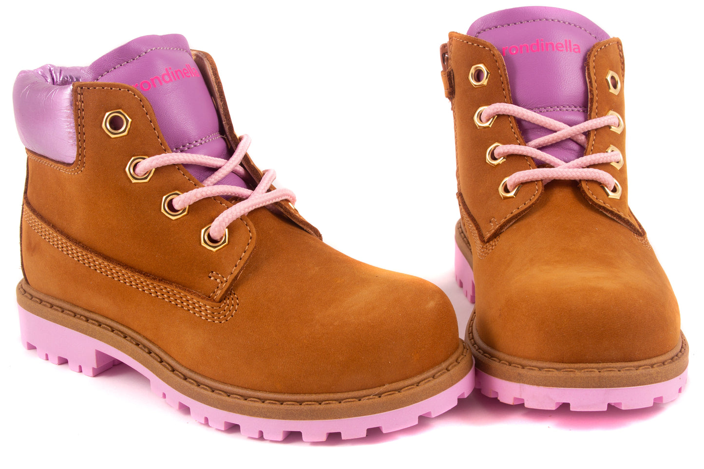Veterschoen Groot Bottine Oker Nubuck Roze Zool