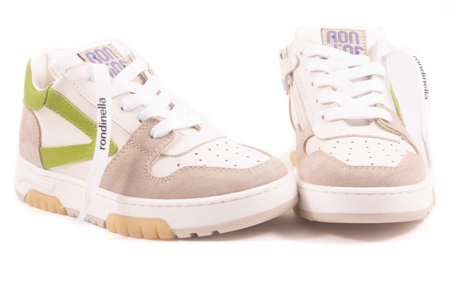 Sneaker Taupe Nubuck Groen Opzij Oranje Zool