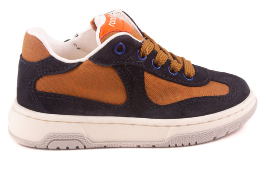 Sneaker Blauw Nubuck Oker Detail