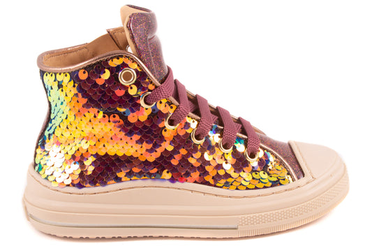 Sneaker Basket Roze Bordeaux Pailletten