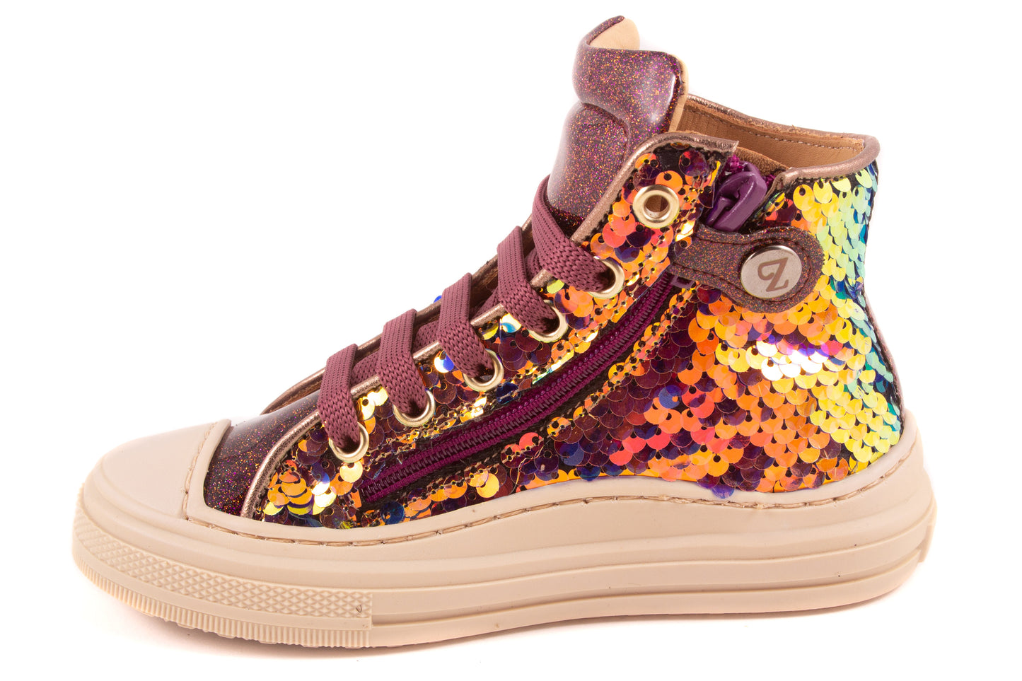Sneaker Basket Roze Bordeaux Pailletten