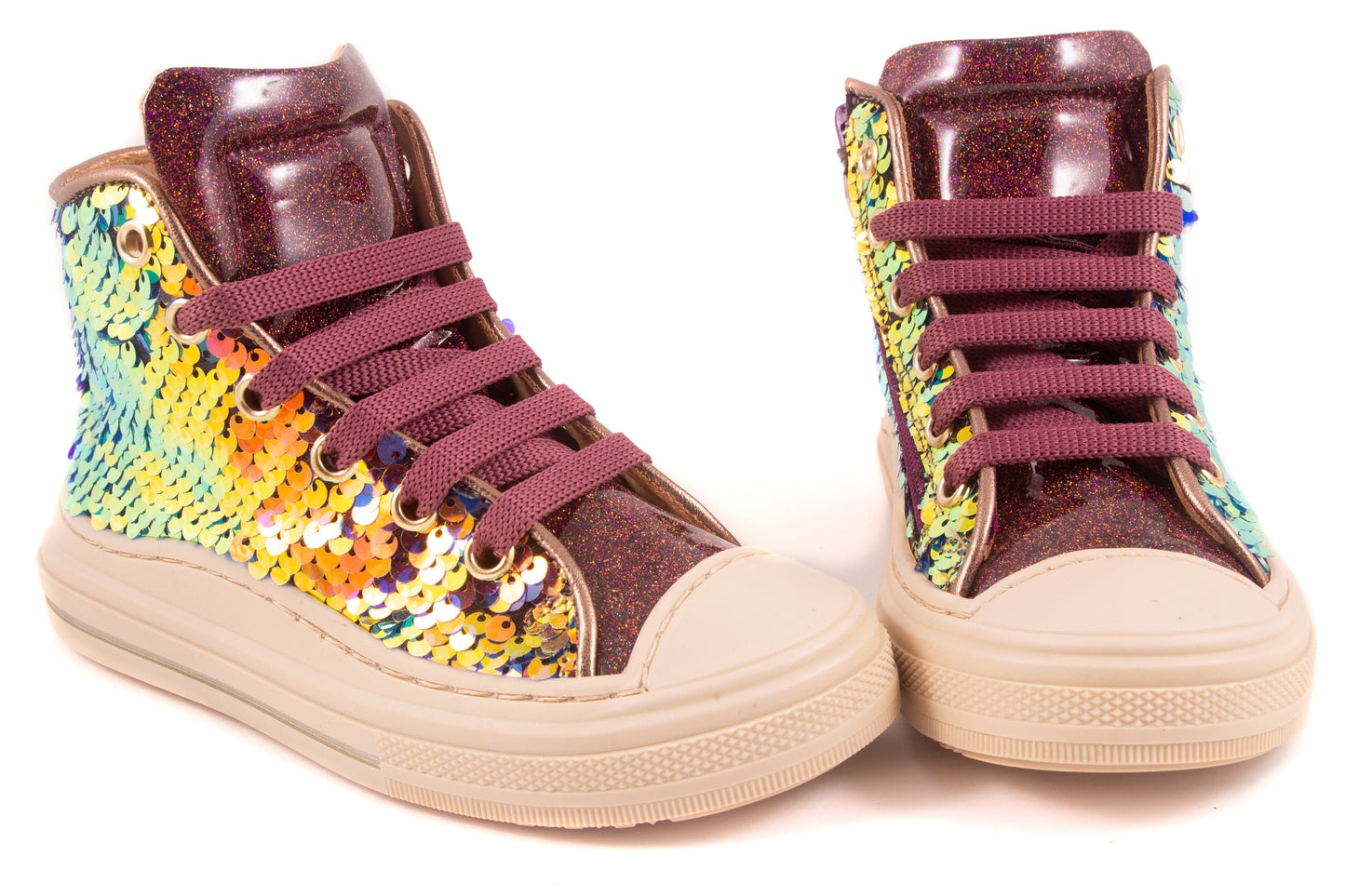 Sneaker Basket Roze Bordeaux Pailletten