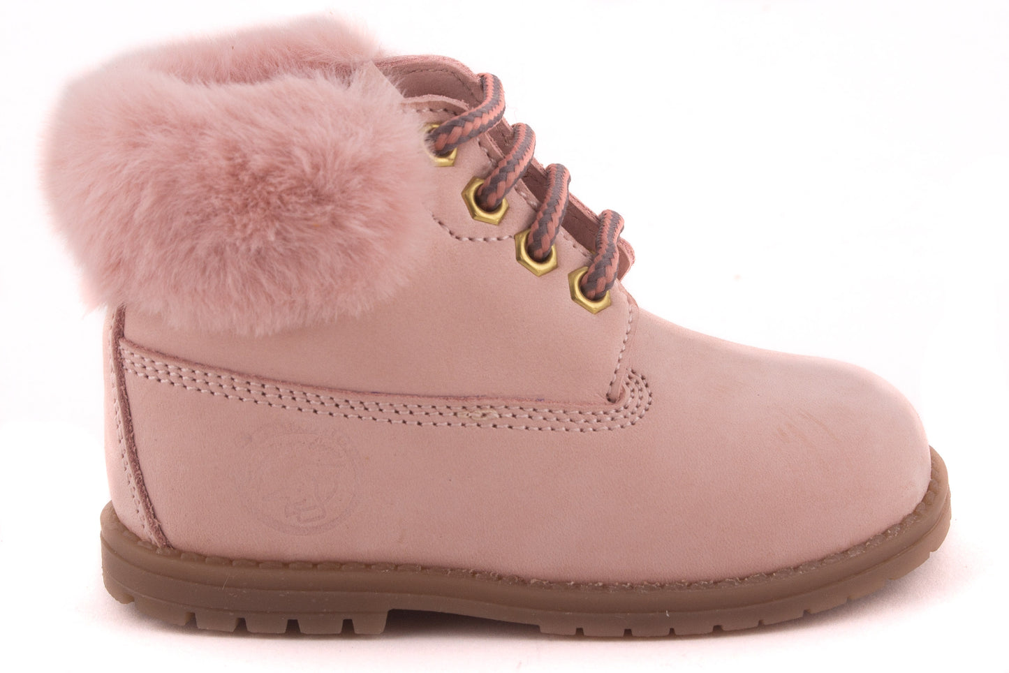 Laarsje Biker Roze Nubuck Roze Pels Boven