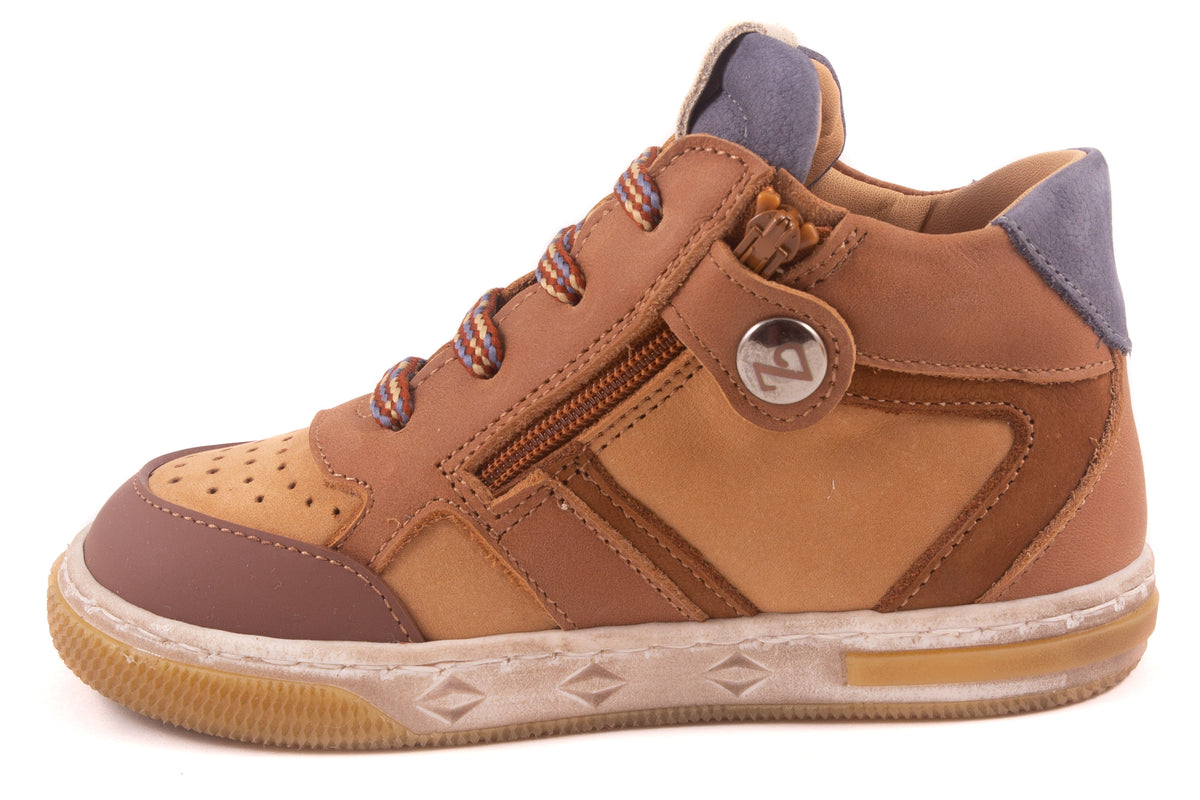Sneaker Cognac Lederbruin Nubuck Blauw Achter