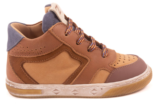 Sneaker Cognac Lederbruin Nubuck Blauw Achter