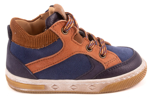 Sneaker Blauw Leder Blauw Nubuck Bruin Rand