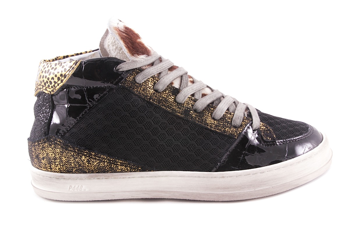 P448 sneaker hoog zwart goud