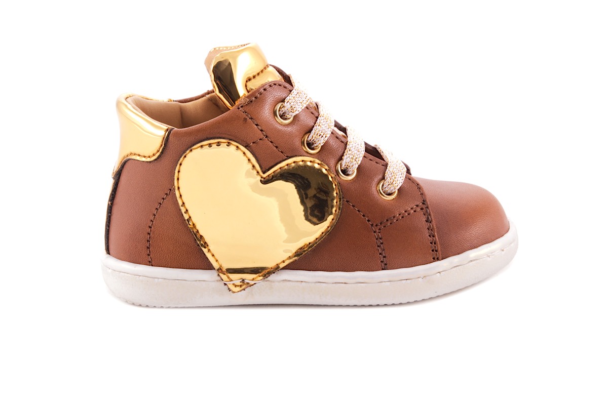 Sneaker Cognac Leder Gouden Hart