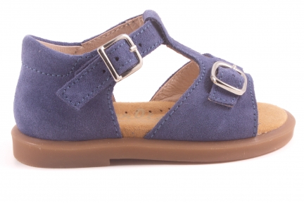 Sandaal Gesloten Hiel Gesp Voor Blauw Nubuck