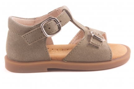 Sandaal Gesloten Hiel Gesp Voor Kaki Nubuck