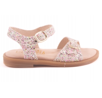 Sandaal 2 Gesp Glitter Roze Mint