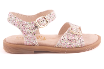 Sandaal 2 Gesp Glitter Roze Mint