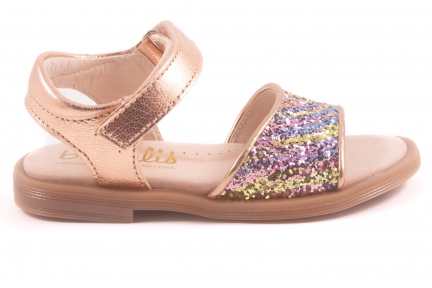 Sandaal Velcro Roze Metalic Multi Glitter Voor