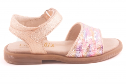 Sandaal Velcro Roze Pailletjes Voor