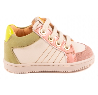 Sneaker Basket Pastel Leder wit leder roze nubuck