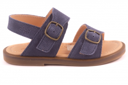Sandaal 2 Gesp Donkerblauw Print