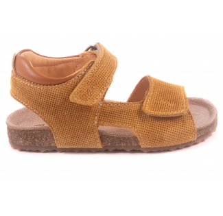 Sandaal Kurkzool Velcro Cognac Nubuck Print