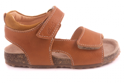 Sandaal Kurkzool Velcro Cognac Leder