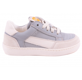 Sneaker Grijsblauw Leder Wit Streep