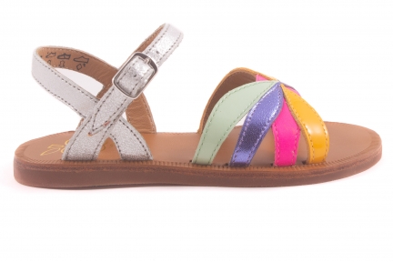 Sandaal Fluo Roze Paars Oranje Blaadjes