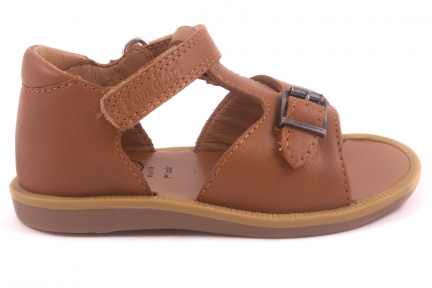 Sandaal Gespje Vooraan Cognac Leder
