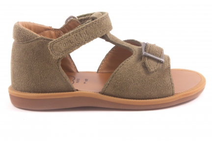 Sandaal Gespje Vooraan Kaki Nubuck