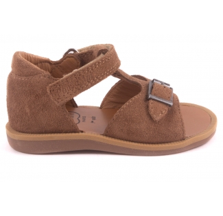 Sandaal Gespje Vooraan Cognac Nubuck