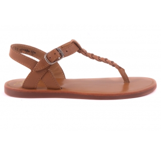 Sandaal Teenslipper Cognac Vlecht