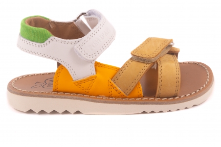 Sandaal Open Velcro Oranje Cognac Wit