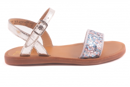 Sandaal Zilver Multi Glitter Band Voor