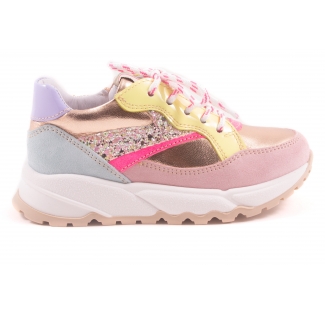 Sneaker Runner Roze Metalic Roze Nubuck Glitter Streep