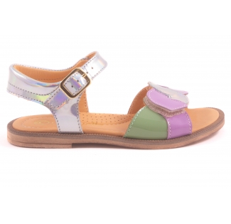 Sandaal Vlecht Velcro Lila Mint Lak Zilver