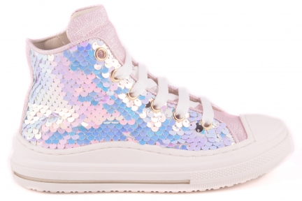 Sneaker Basket Hoog Roze Paillet