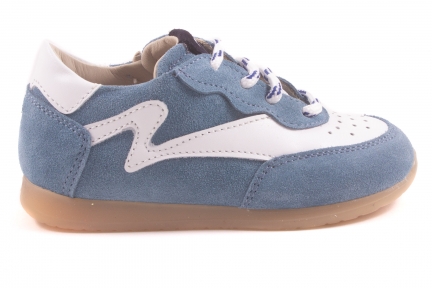 wit leder jeansblauw nubuck wit streep opzij