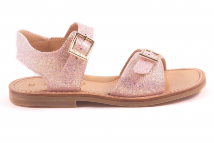 Sandaal 2 Gesp Roze Glitter Lak