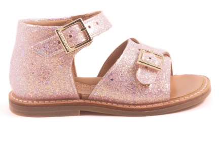 Sandaal Roze Glitter Lak Gesp Voor Gesloten Hiel
