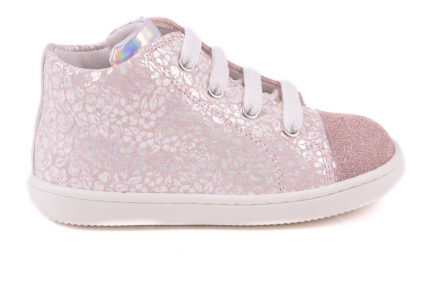 Sneaker Hoog Roze Bloemprint  Glitter Tip