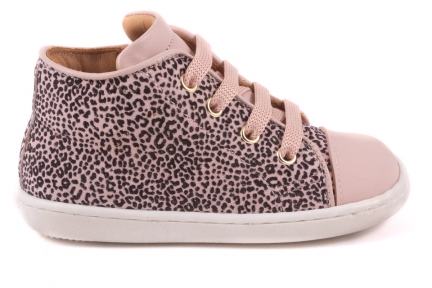 Sneaker Roze Fijne Leopardprint Roze Rubber Tip Witte Zool